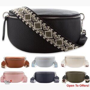 PU Leather Fanny Pack Crossbody Bag Adjustable Strap Water Resistant